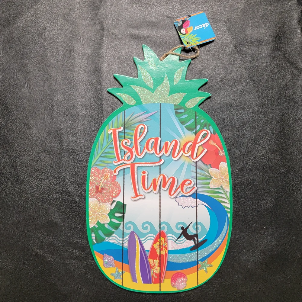 Island Time Pineapple Wall Decor with Palm Tree